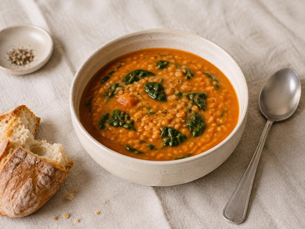 Red Lentil & Spinach Soup